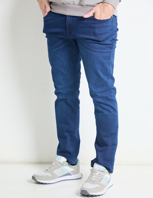 Jeans slim lavado stone wash para hombre 1