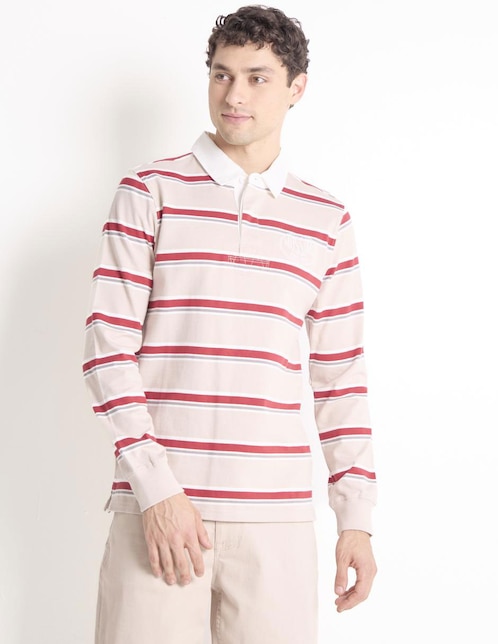 POLO MOSSIMO, G, KHAKI CLARO ESTAMPADO