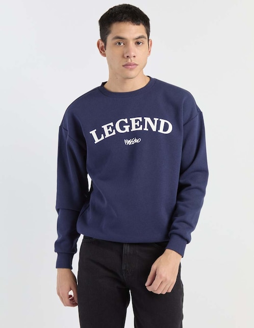 SUDADERA MOSSIMO, CH, AZUL MARINO LISO