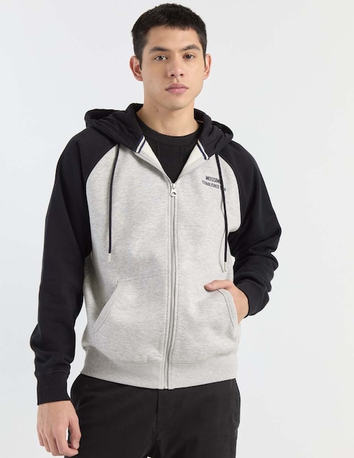 SUDADERA MOSSIMO, G, NEGRO JASPE ABIERT