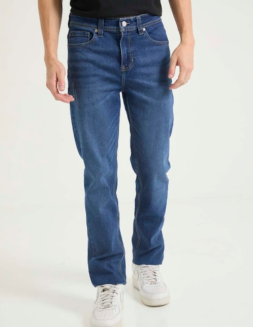 Jeans straight deslavado para hombre 1