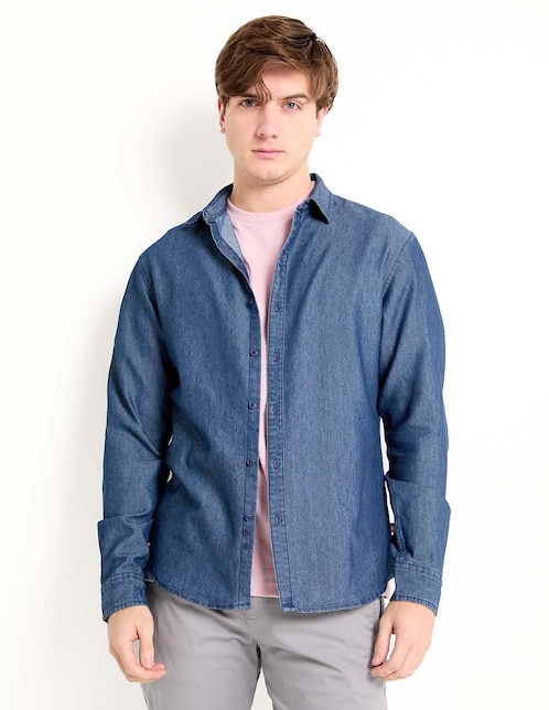 CAMISA MOSSIM, M, ÍNDIGO DENIM OBSCURO
