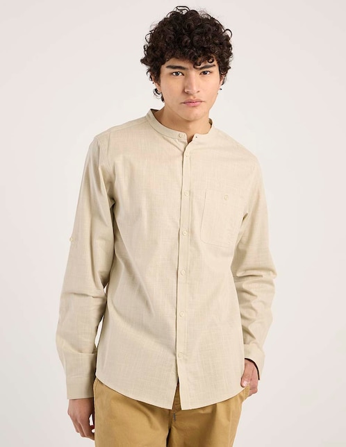 Camisa casual manga larga para hombre 1