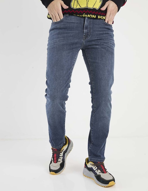 Jeans slim lavado obscuro para hombre 1