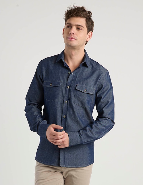 Camisa casual manga larga para hombre 1