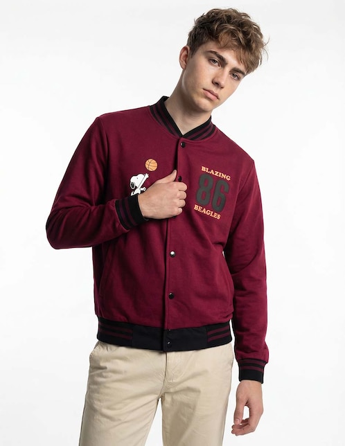 Chamarra beisbolera Mossimo Snoopy con bolsillos para hombre