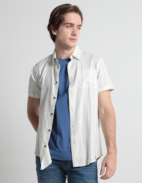 Camisa Casual Mossimo De Lino Manga Corta Para Hombre