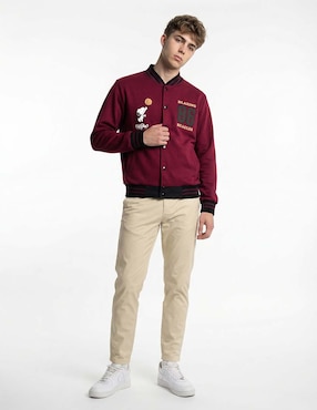 Chamarra beisbolera Mossimo Snoopy con bolsillos para hombre