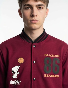 Chamarra beisbolera Mossimo Snoopy con bolsillos para hombre