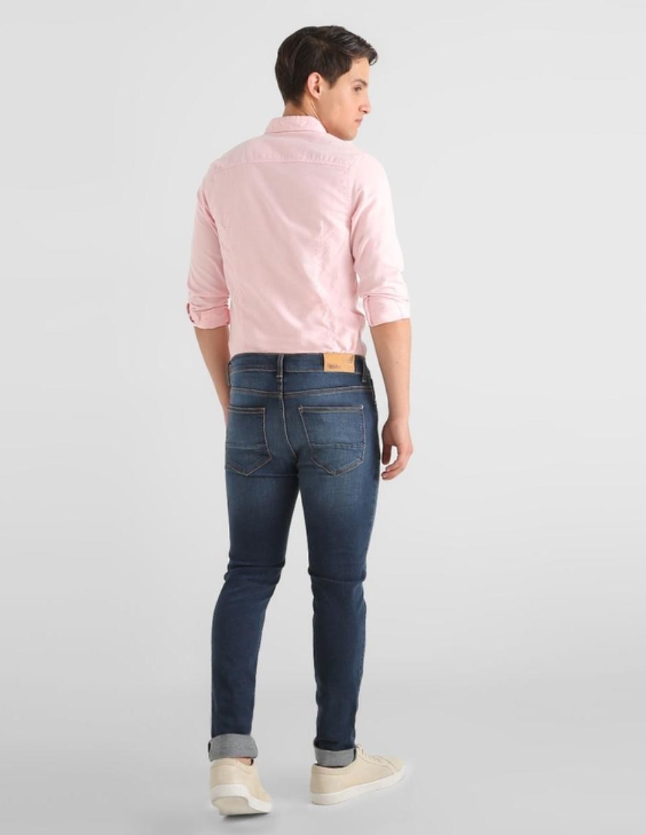 Jeans skinny lavado stone wash para hombre 5