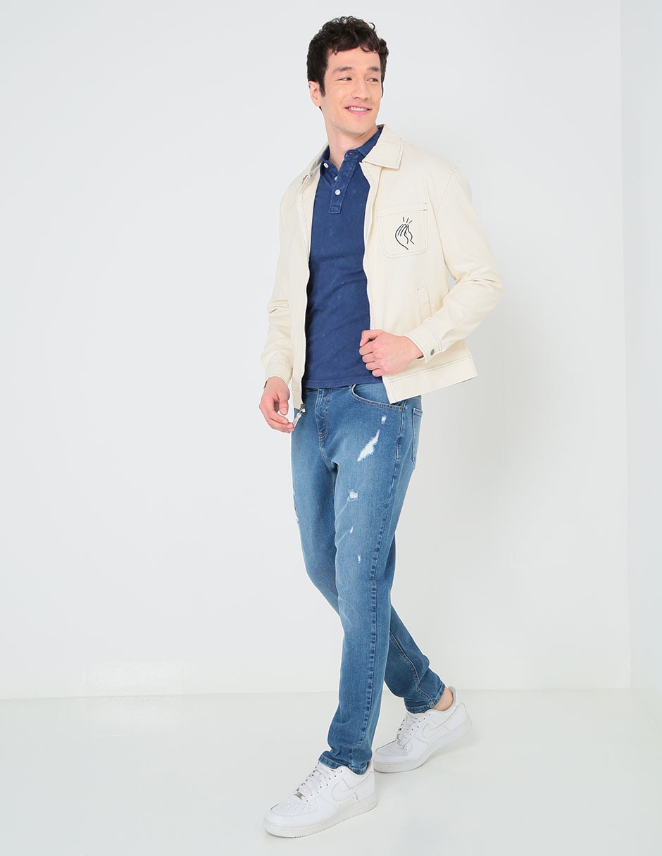Chamarra casual con bolsillos para hombre