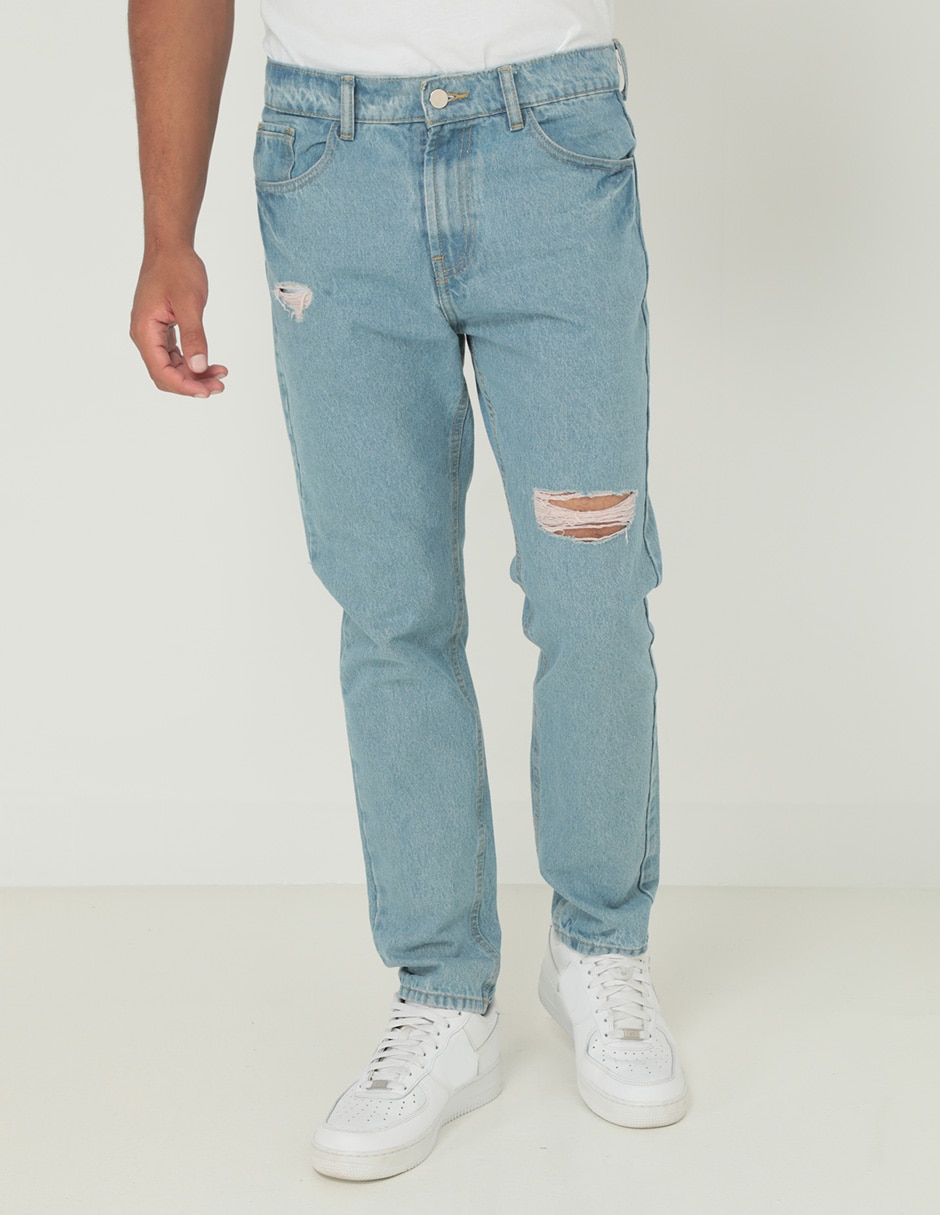 Jeans straight Mossimo lavado destruido para hombre