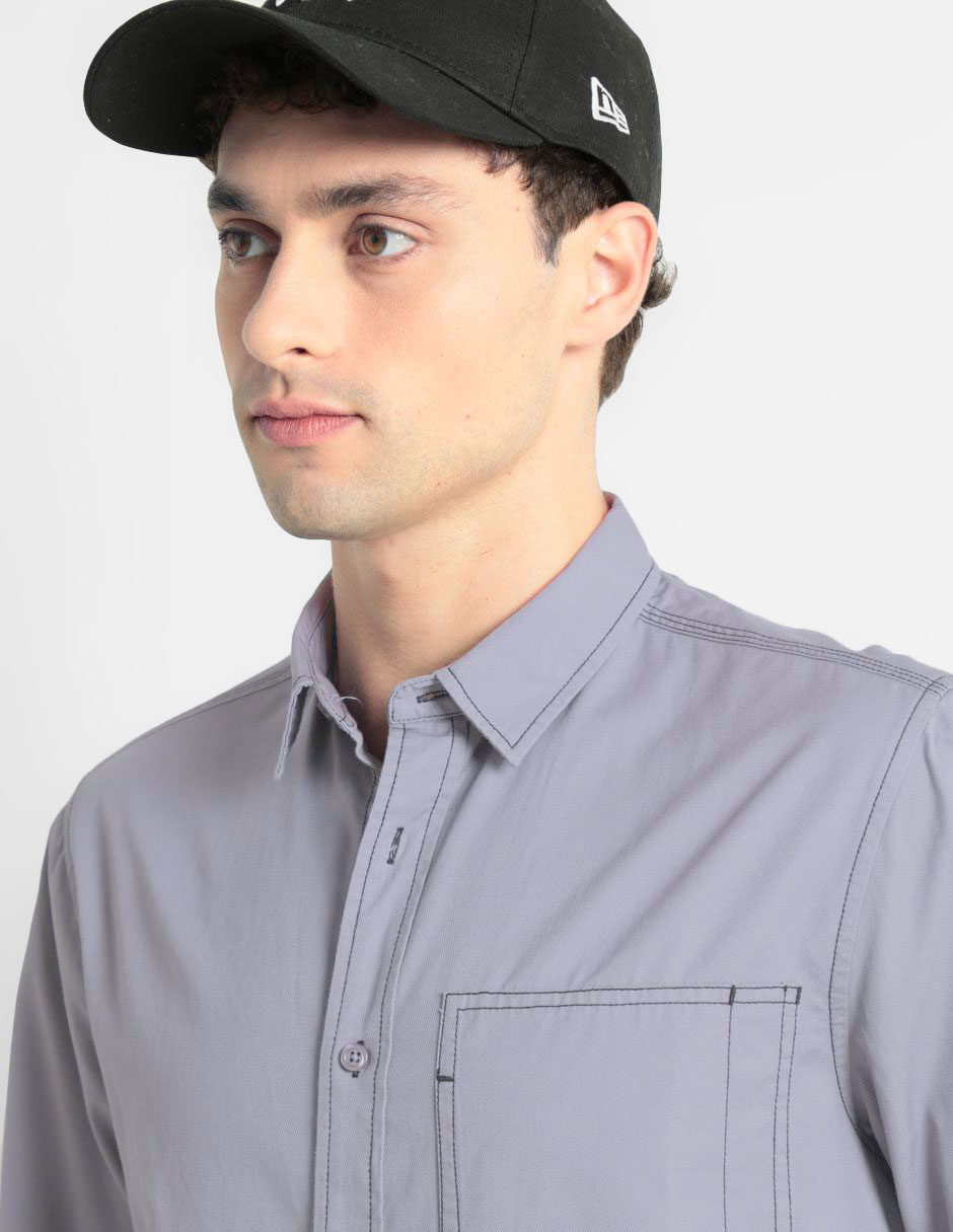 Camisa casual manga larga para hombre 4
