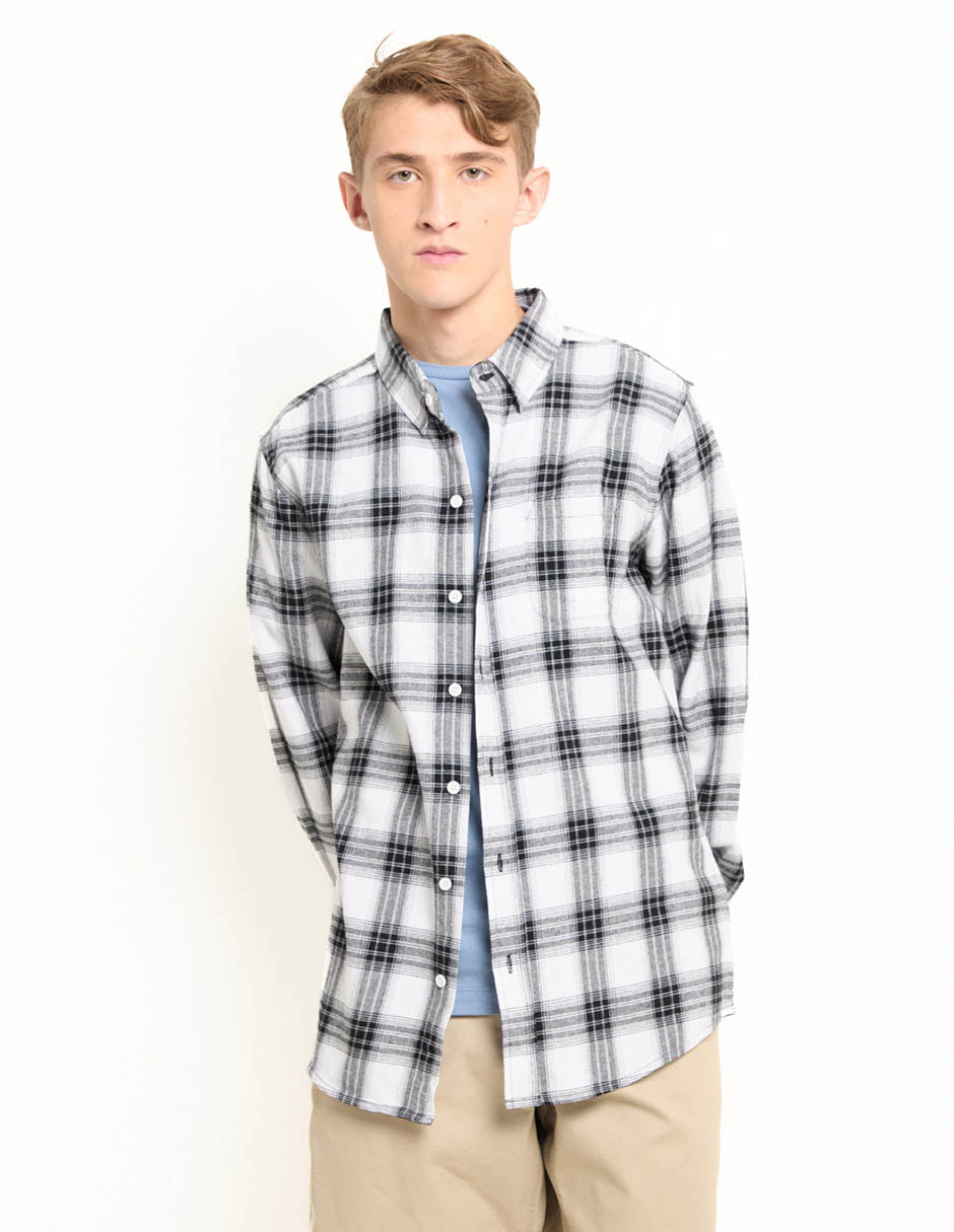 Camisa casual de algodón manga larga para hombre Camisa casual de algodón manga larga para hombre