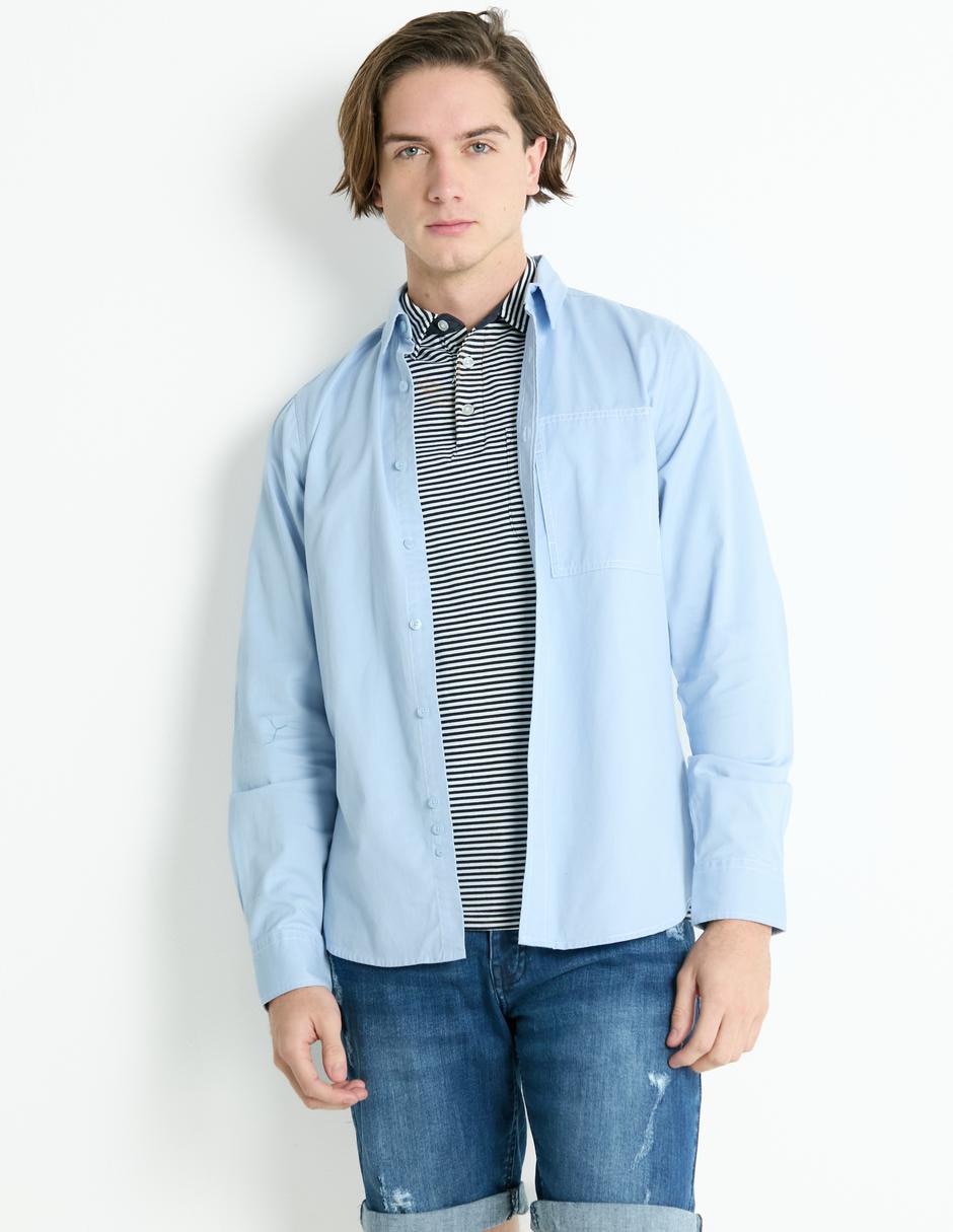 Camisa casual manga larga para hombre