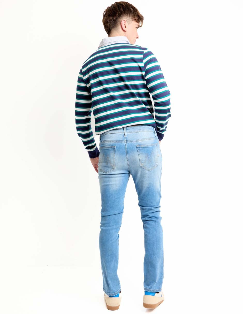 Jeans slim deslavado para hombre 2