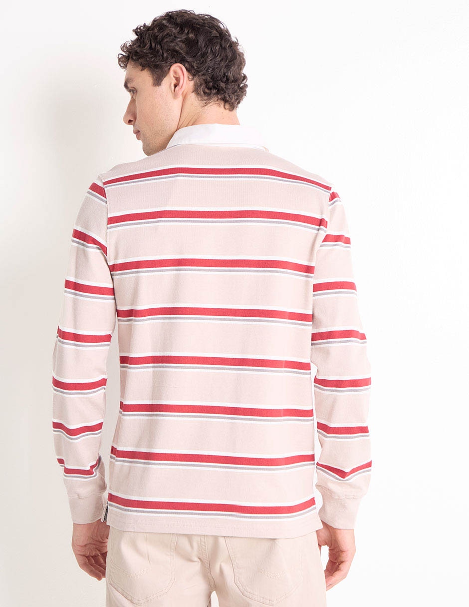 POLO MOSSIMO, G, KHAKI CLARO ESTAMPADO