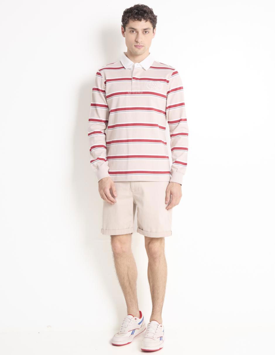 POLO MOSSIMO, G, KHAKI CLARO ESTAMPADO