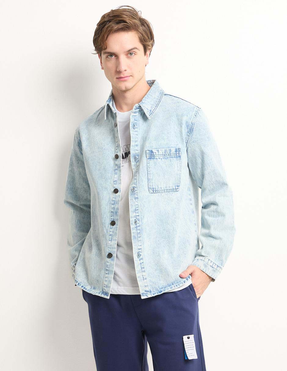 Chamarra de mezclilla con bolsillos para hombre Chamarra de mezclilla con bolsillos para hombre