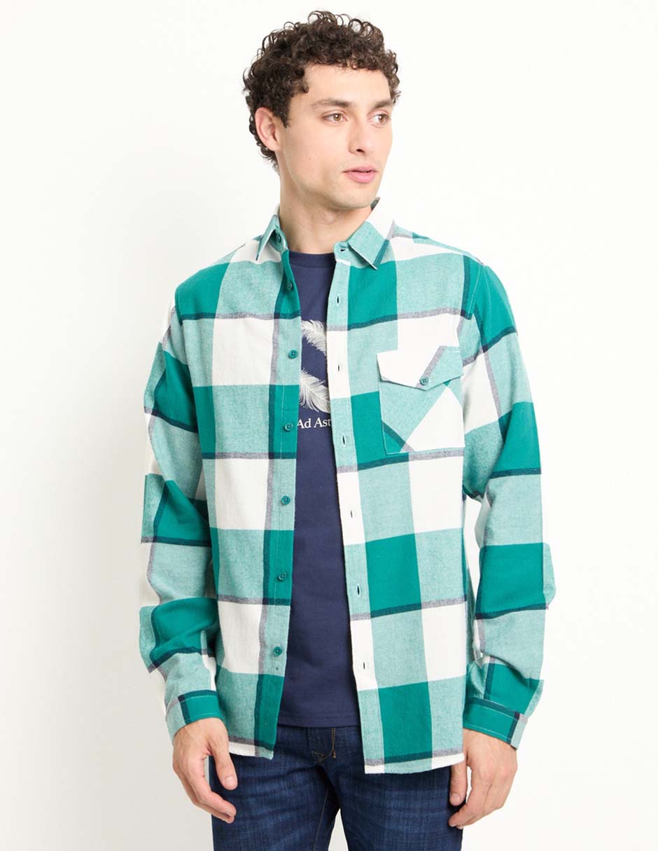 Camisa casual manga larga para hombre