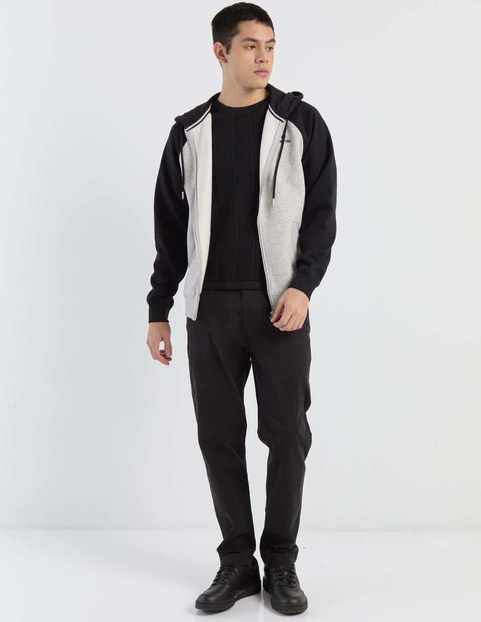 SUDADERA MOSSIMO, G, NEGRO JASPE ABIERT