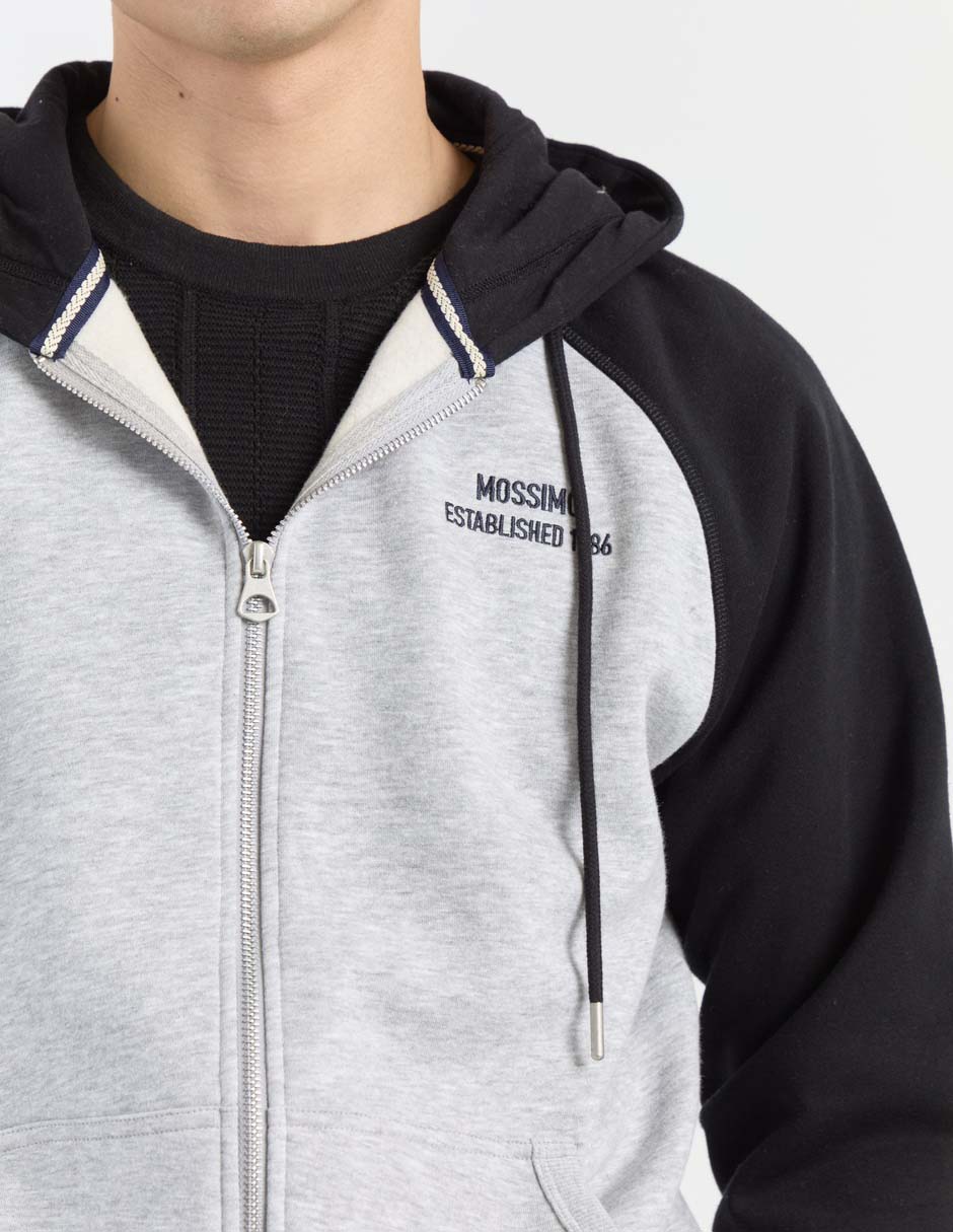 SUDADERA MOSSIMO, G, NEGRO JASPE ABIERT