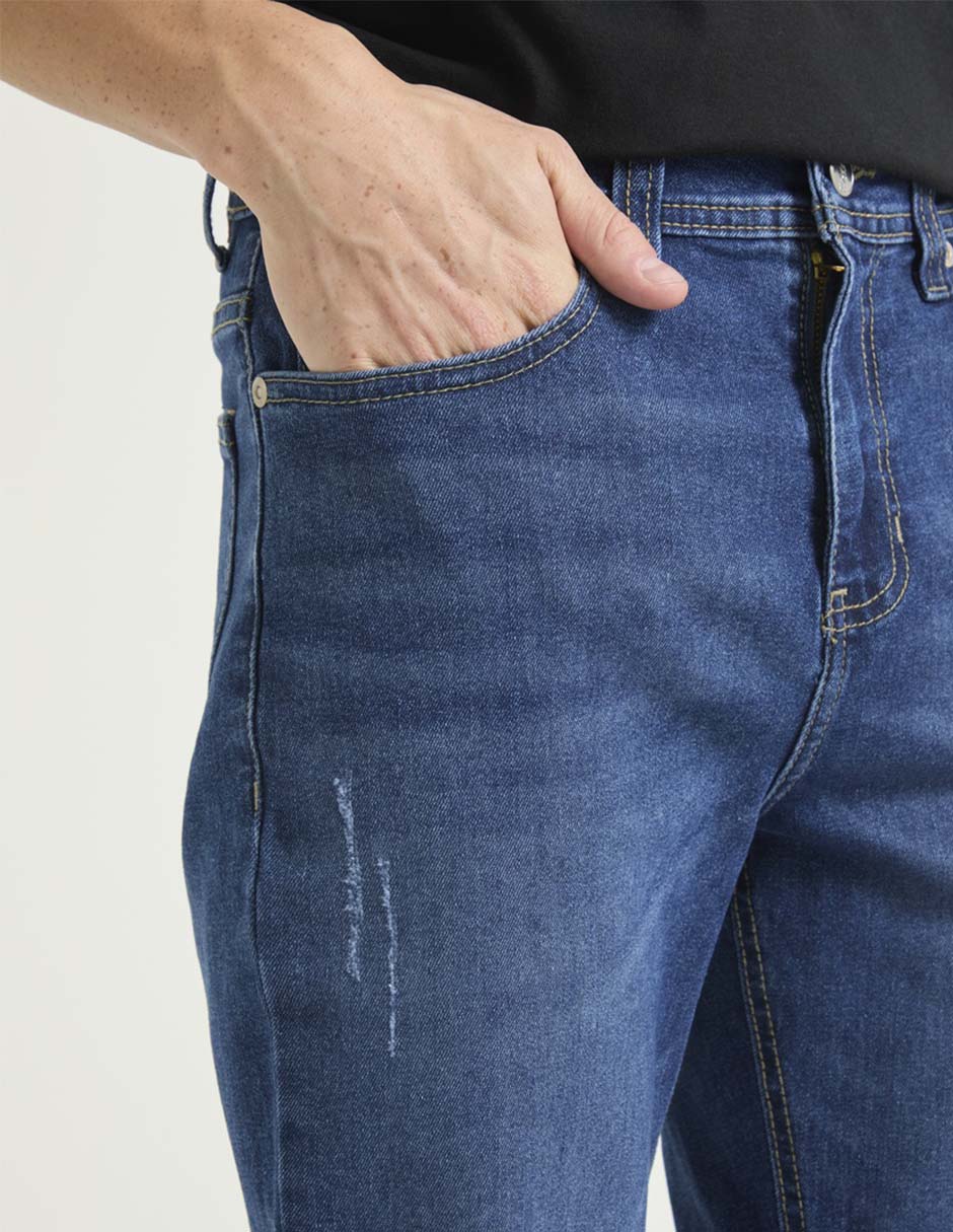 Jeans straight deslavado para hombre 4