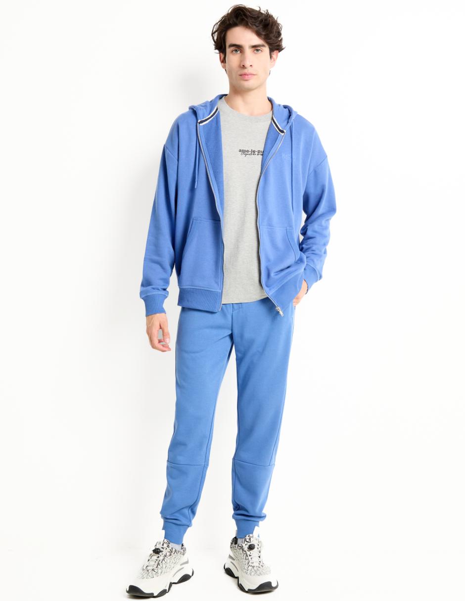 SUDADERA MOSSIMO, M, ÍNDIGO LISO ABIERT