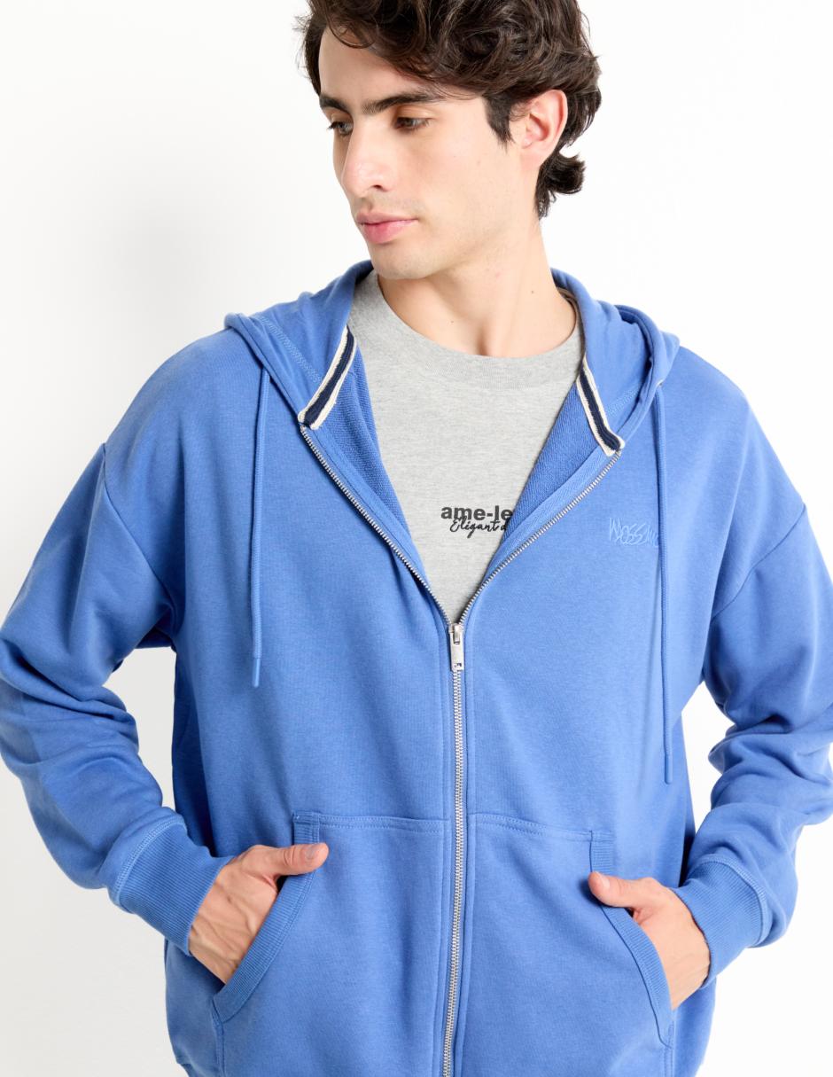 SUDADERA MOSSIMO, M, ÍNDIGO LISO ABIERT