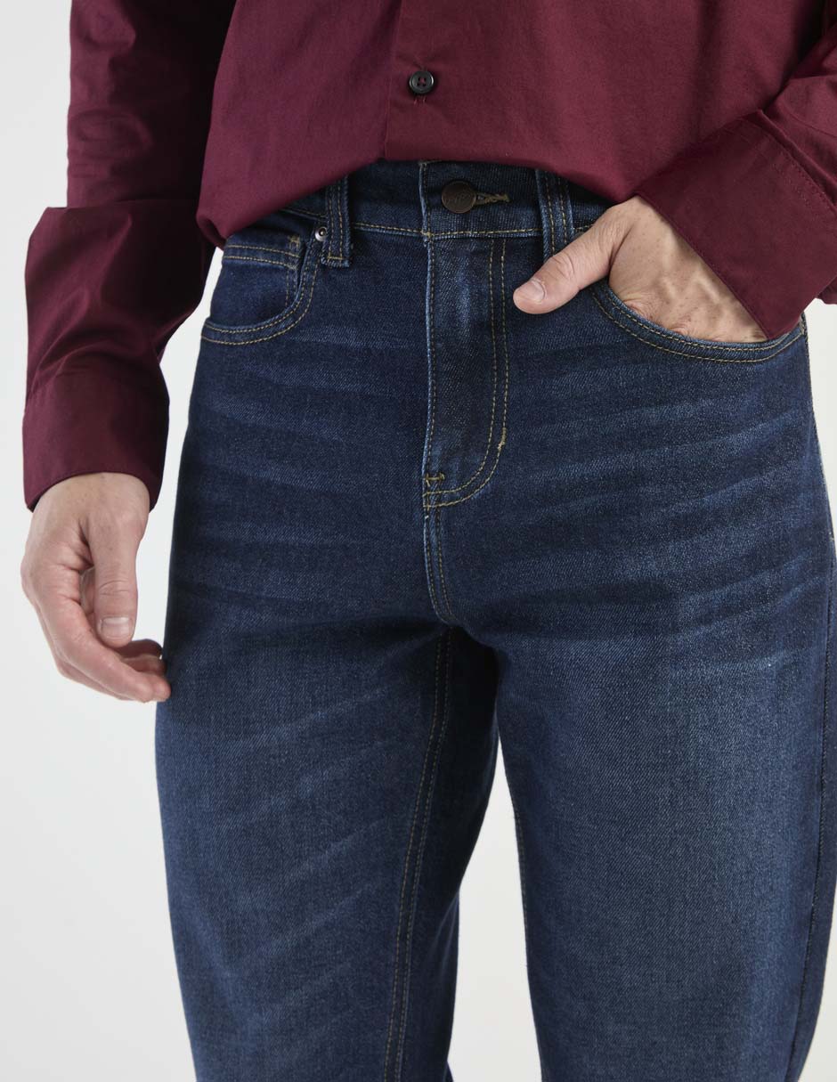 Jeans straight deslavado para hombre 4