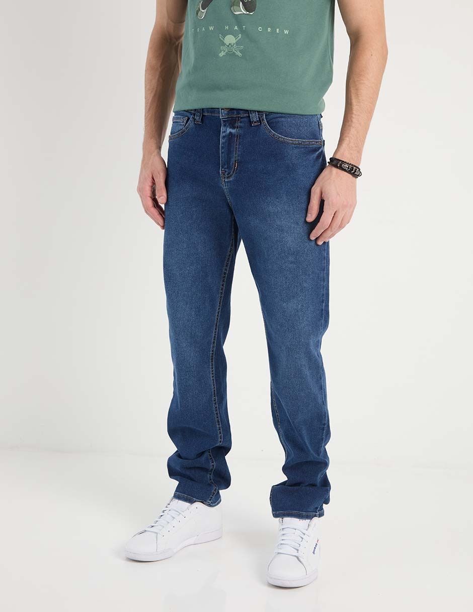 Jeans straight lavado medio para hombre