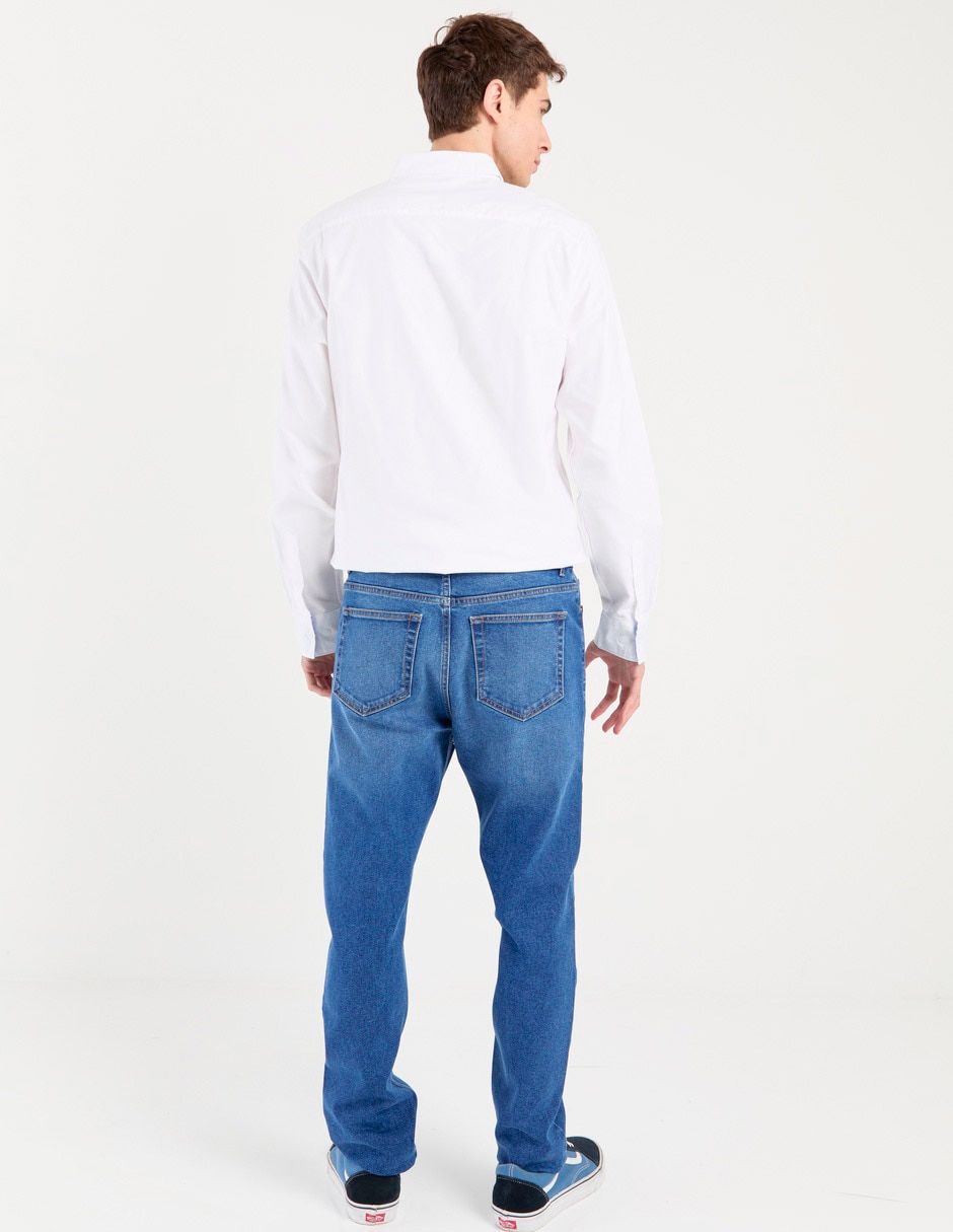 Jeans straight lavado stone wash para hombre 2