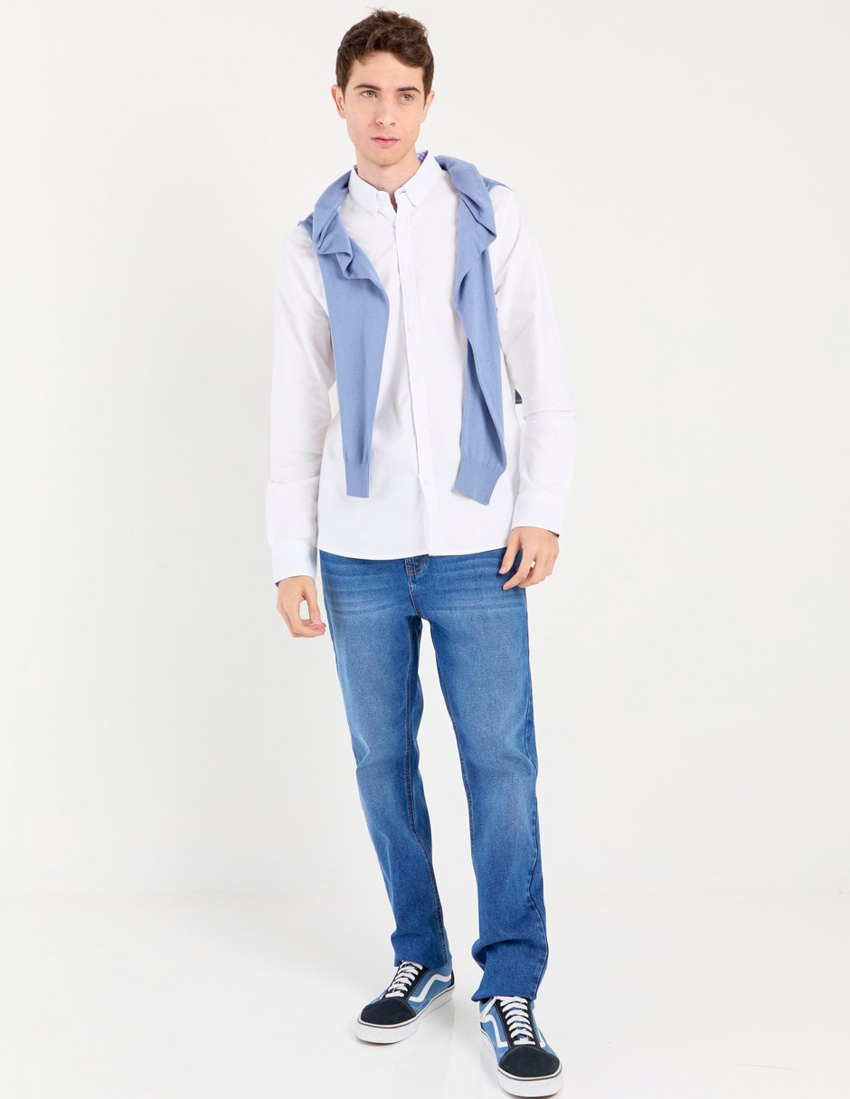Jeans straight lavado stone wash para hombre 3