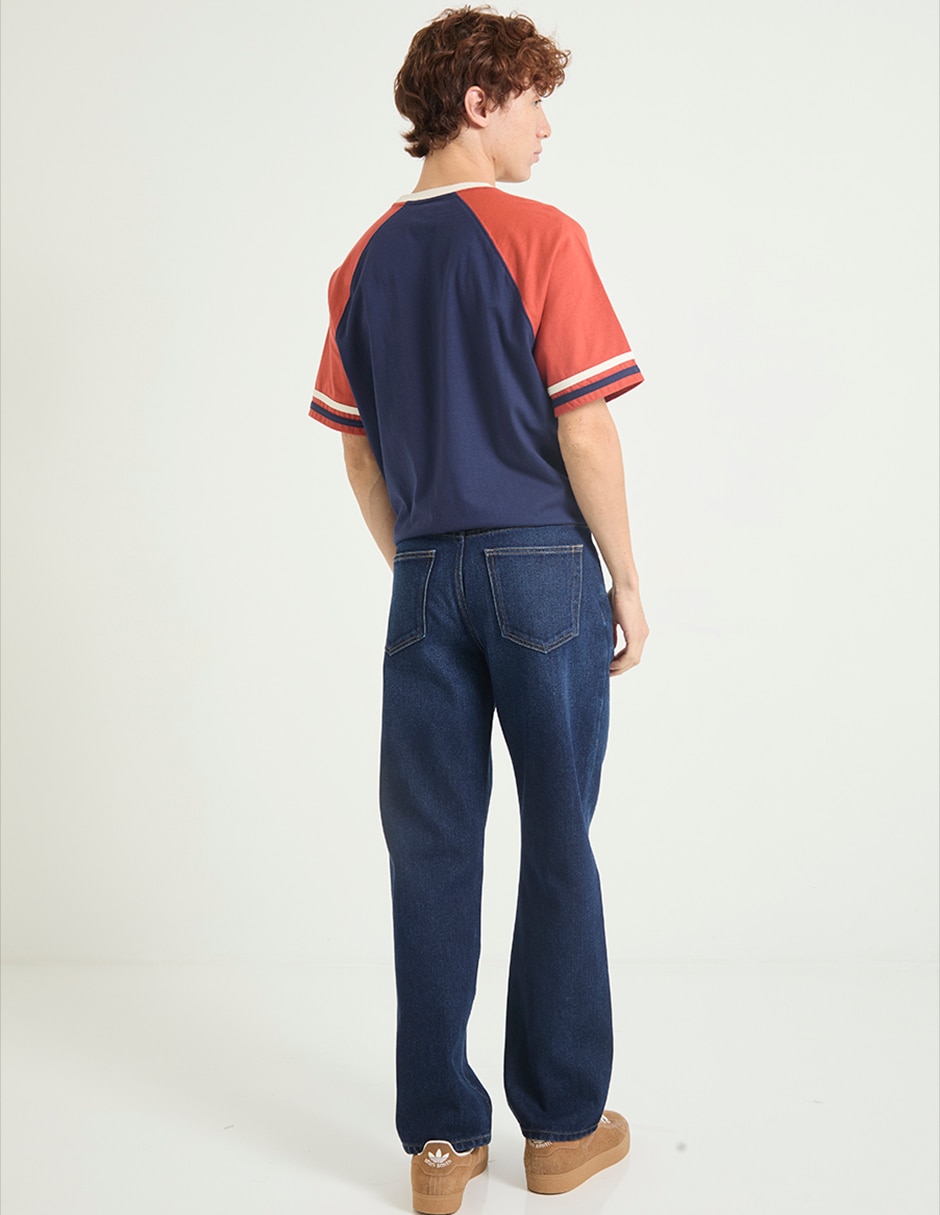 Jeans straight lavado stone wash para hombre 2