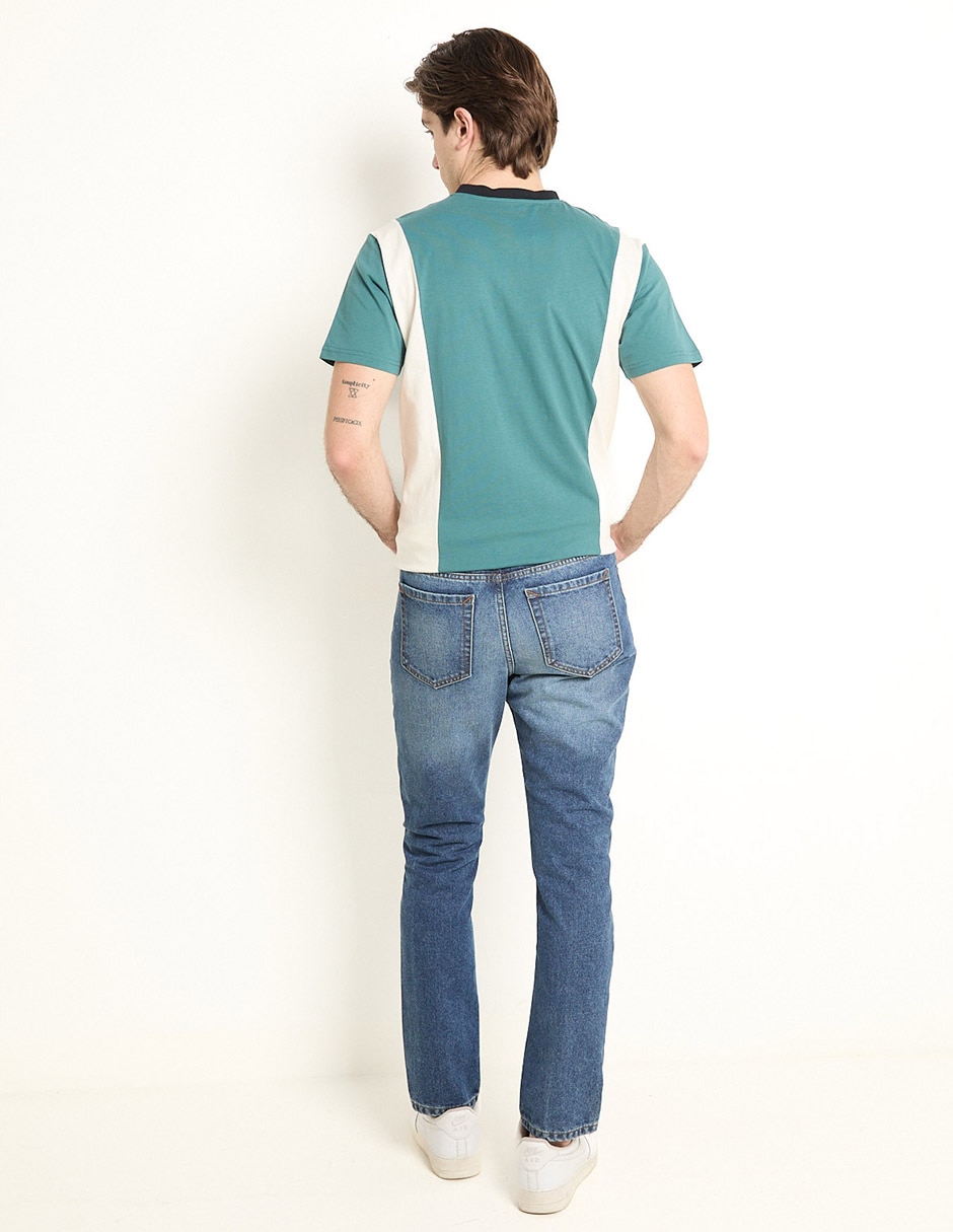 Jeans straight lavado medio para hombre 2