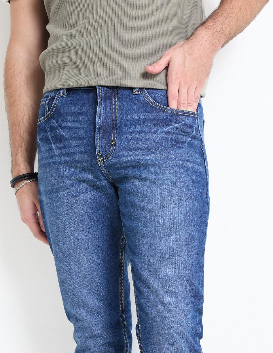 Jeans straight lavado stone wash para hombre 4