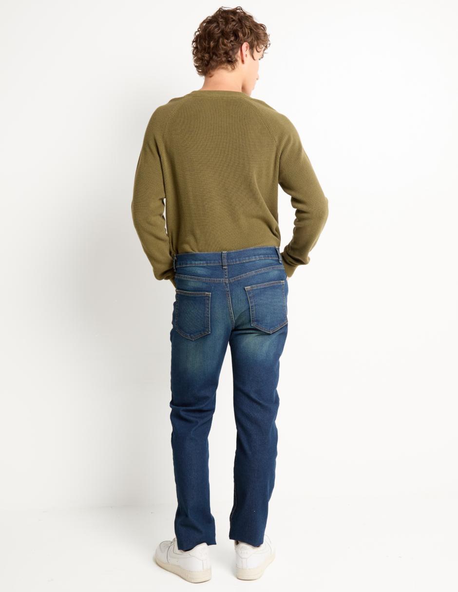 Jeans slim lavado whisker para hombre 2