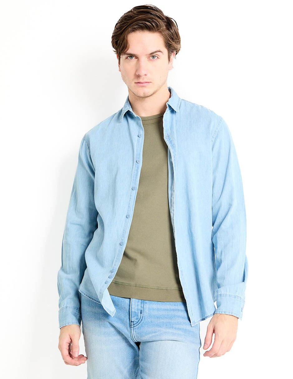Camisa casual de algodón manga larga para hombre Camisa casual de algodón manga larga para hombre