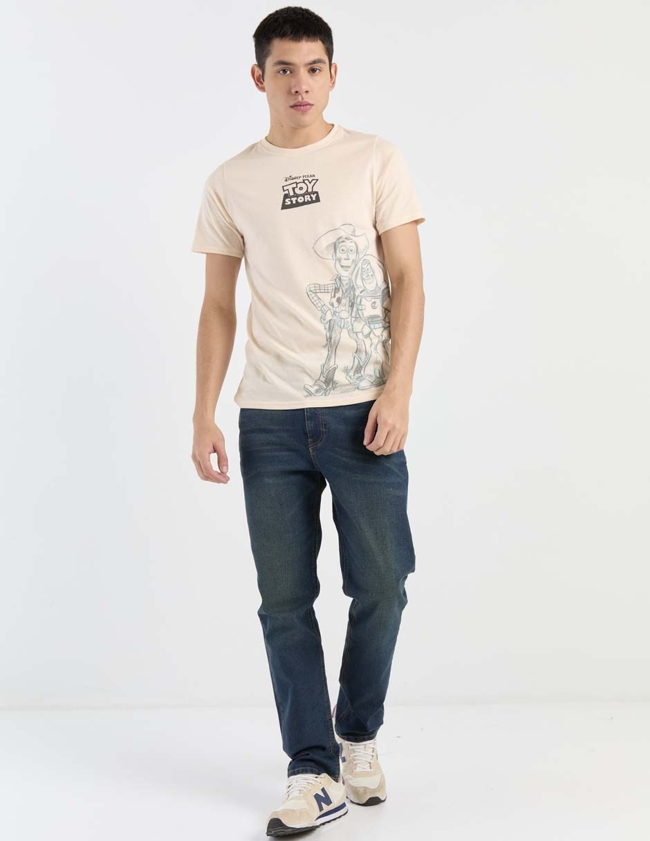 Jeans straight deslavado para hombre 3