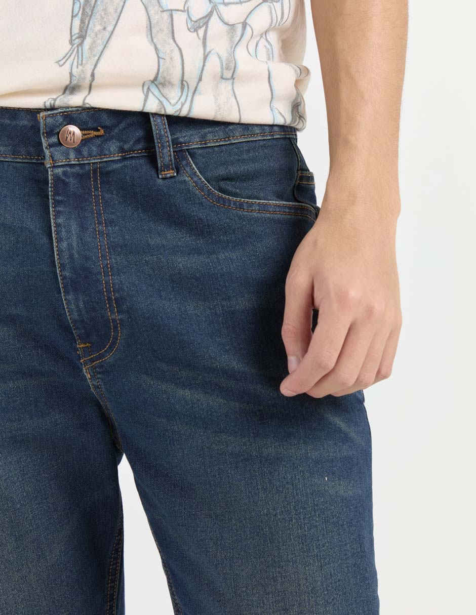 Jeans straight deslavado para hombre 4