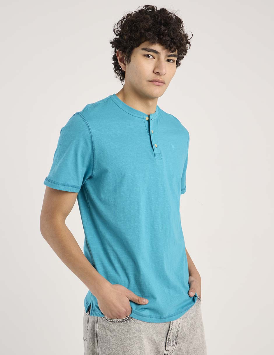 Playera cuello henley para hombre 2