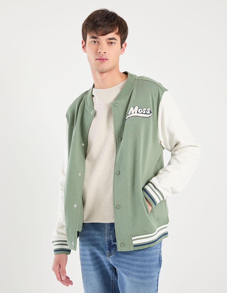 Chamarra beisbolera con bolsillos para hombre Chamarra beisbolera con bolsillos para hombre