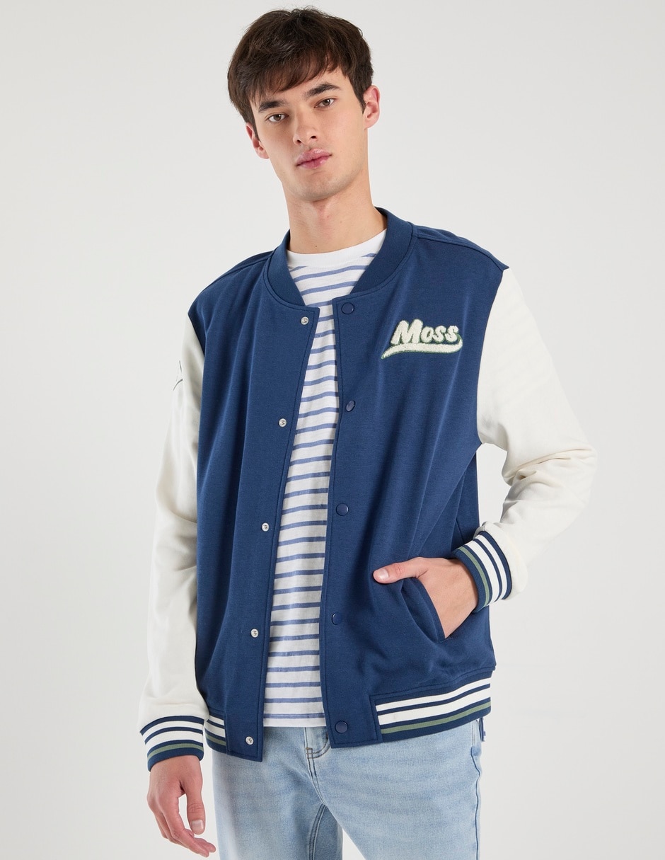 Chamarra beisbolera con bolsillos para hombre Chamarra beisbolera con bolsillos para hombre