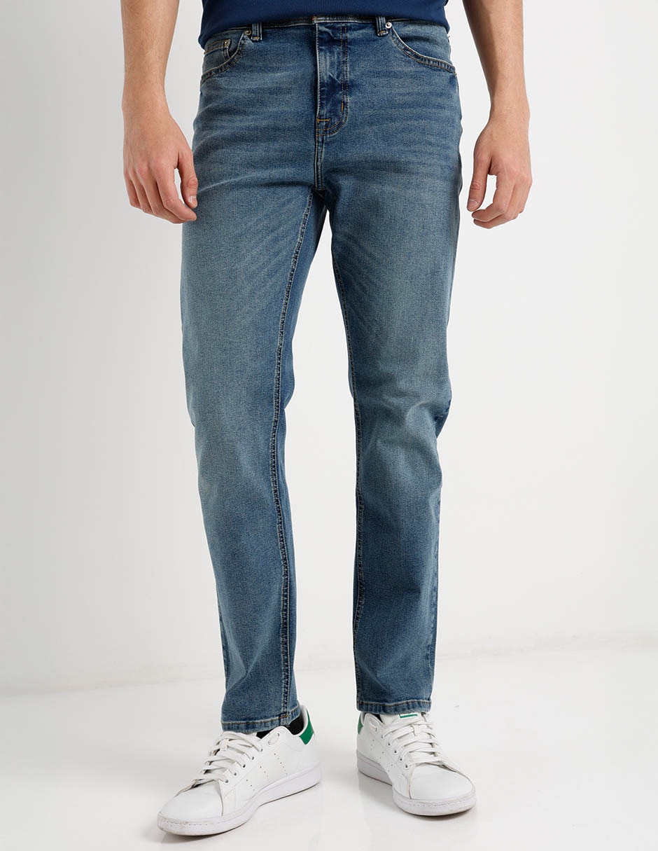 Jeans slim lavado claro para hombre