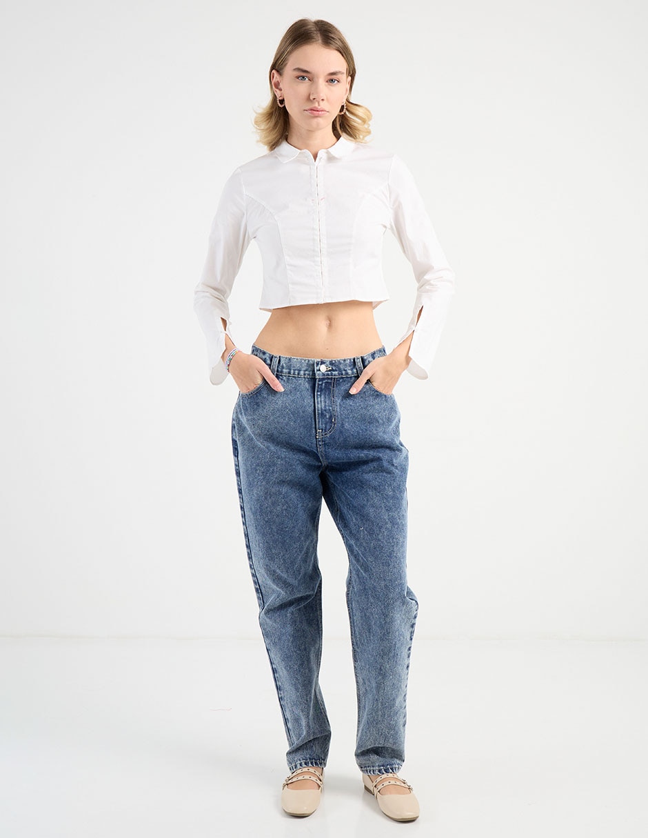 Jeans straight deslavado para hombre 2