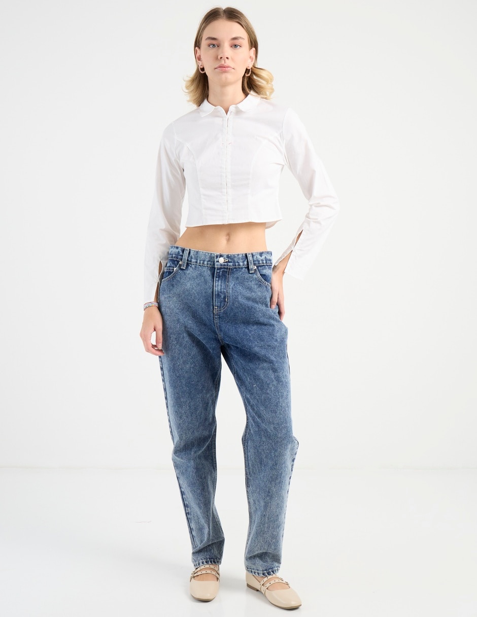 Jeans straight deslavado para hombre 3