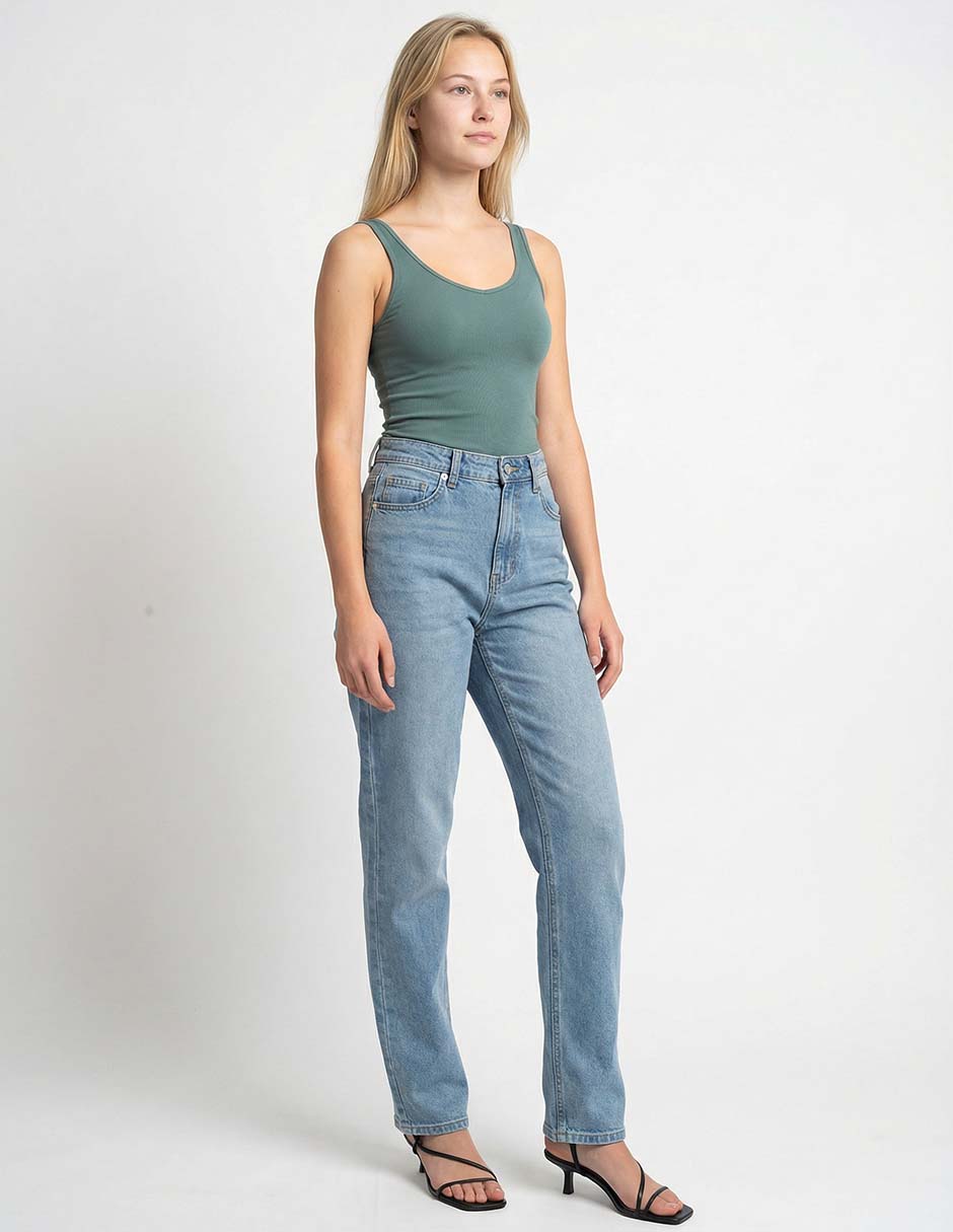 Jeans straight lavado claro para hombre 3