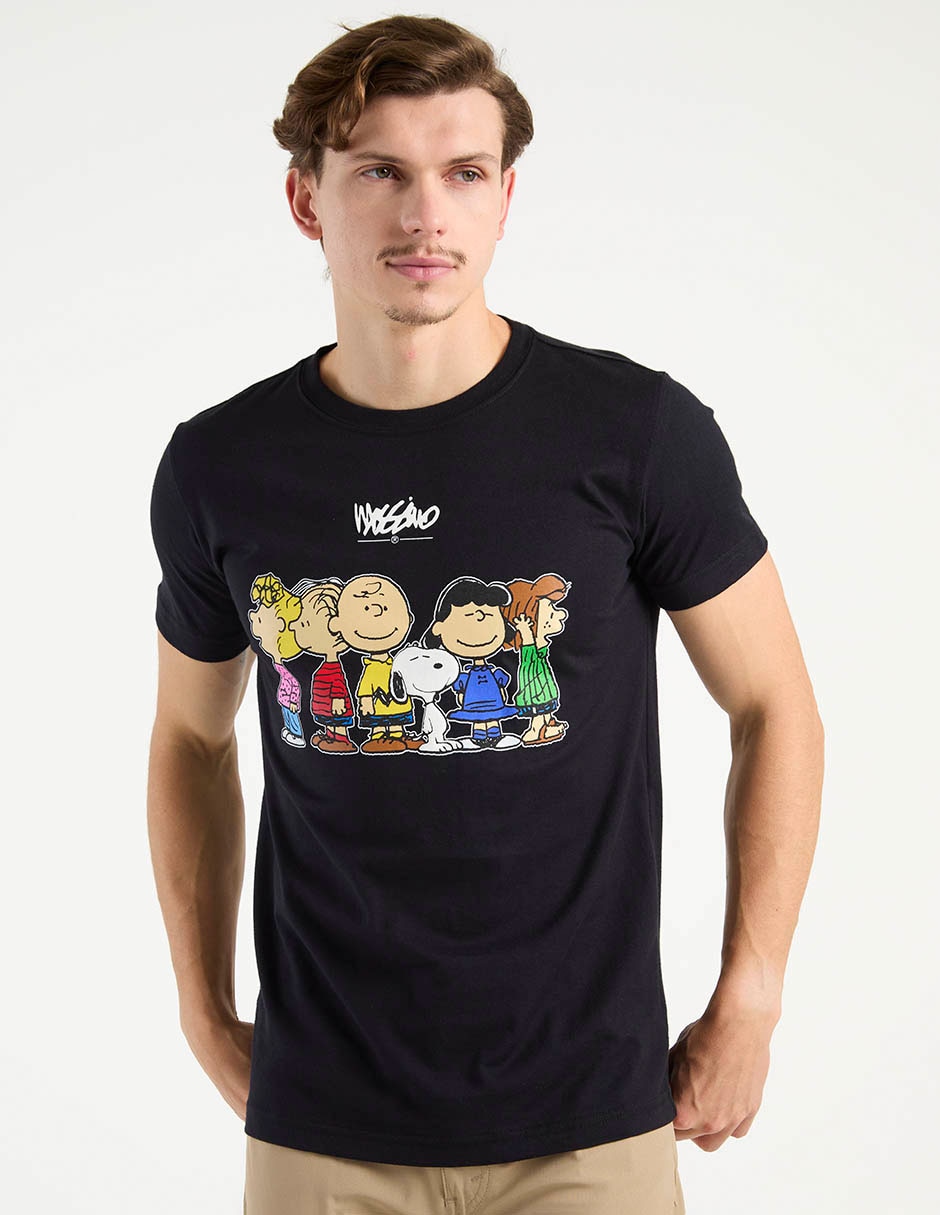 Playera El Show de Charlie Brown y Snoopy cuello redondo para hombre