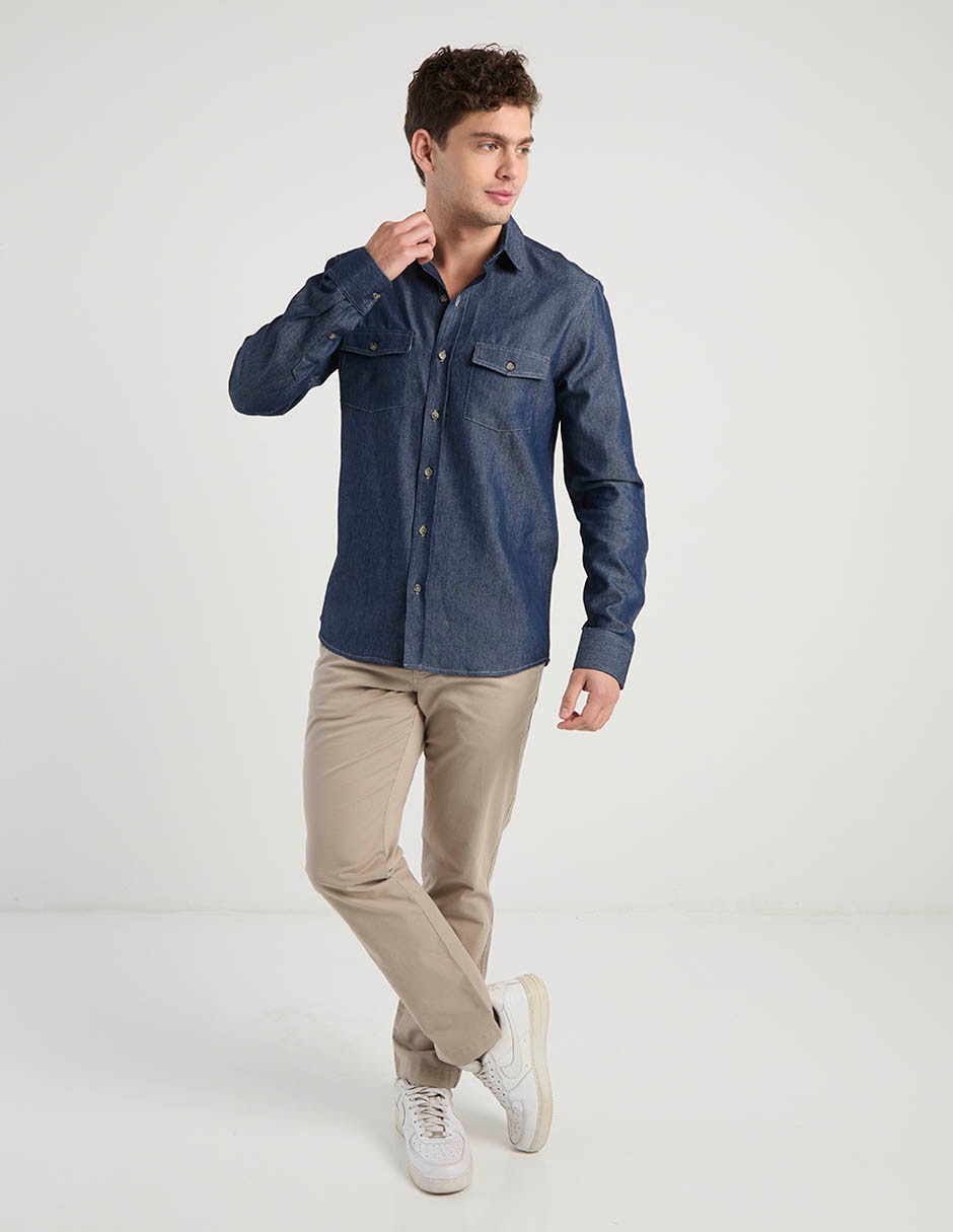 Camisa casual manga larga para hombre 3