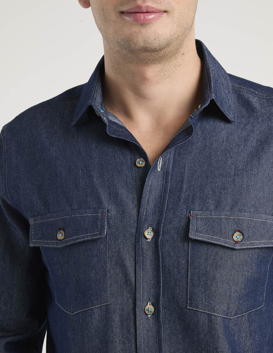 Camisa casual manga larga para hombre 4